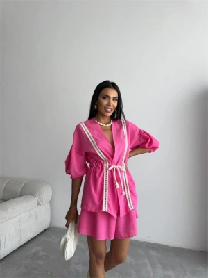 KETEN BE BÜZGÜÜ BUZPANTOON TAKI  Fuşya