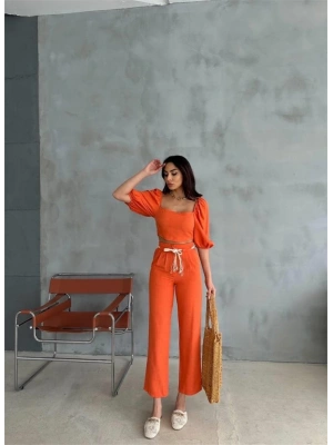 KETEN CROP KARPUZ KO BUZPANTOON HAIR KEERİ  Orange