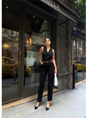 KETEN DUBE PAÇA DERİ TABA KEERİ PANTOON  iyah