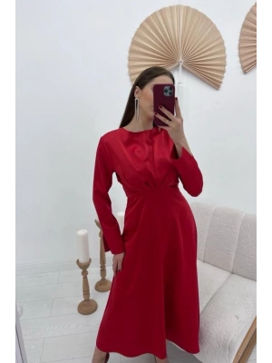 Kırmızı aten Uzun Elbise