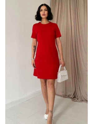 Kırmızı Kısa Kol Atlas Mini Elbise