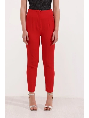 Kırmızı Yüksek Bel Kumaş Pantolon 6650