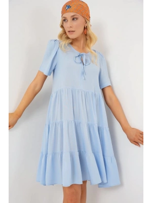 Kısa Kol Kısa Elbise 2554  Mavi