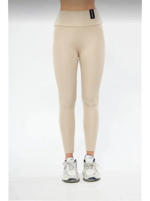 Kışlık Yüksek Bel Toparlayicı Ve ıkılaştırıcı Likralı Şardonlu Tayt  Bej