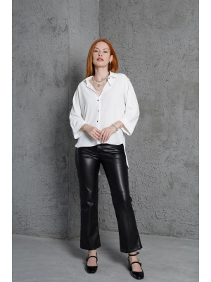 Kol Katlama Detaylı Beyaz Gömlek