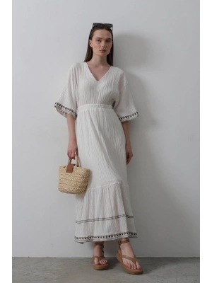 KolEtekNakışlıElbise  Beyaz