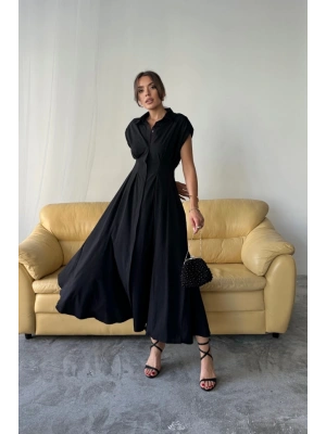 KOLUZ VATKALI ÖNDEN DÜĞELİBEL PEN DETAYLI POPLİN ELBİE  iyah