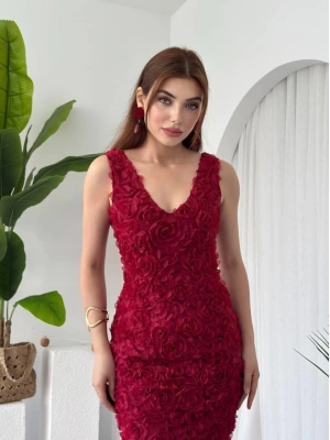 Kren Gül Detaylı Elbise