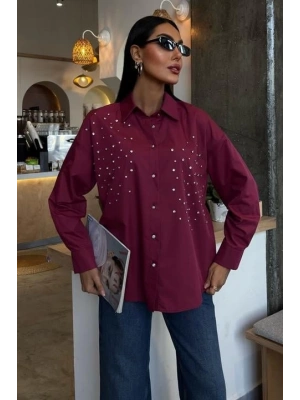 Kristal Taş Çakımlı Poplin Gömlek 3413