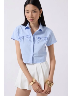 Kurdele Detay Crop Gömlek