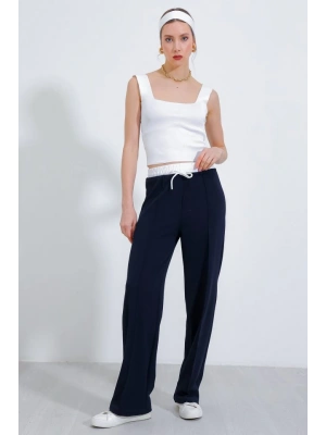 Lacivert Bol Paça Çımalı Pantolon 6662