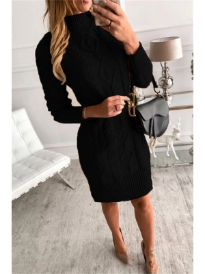 Loren Yünlü Motifli Midi Boy Triko Elbise