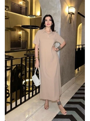 Manque Polo Yaka Yırtmaçlı Elbise 26898