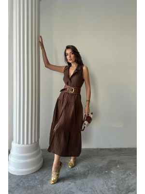 MÜLİN ELBİE GÖMLEK YAKA KOLUZ ÖNDEN DÜĞMELİ  Kahverengi