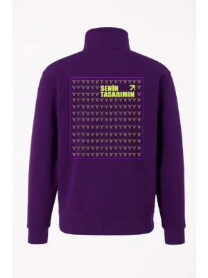 Ön Arka Yarım Fermuarlı Oversize Yakalı Basic weathirt  or