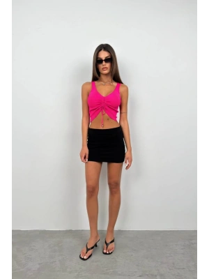 Ön Büzgülü Crop Bluz