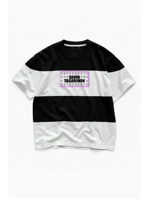 Ön Parçali İki İplik Oversize Tişört  iyah