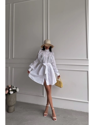 ÖNDEN DÜĞEİ POPİN KOŞ EBİE BAĞAA KEER DETAYI  Beyaz