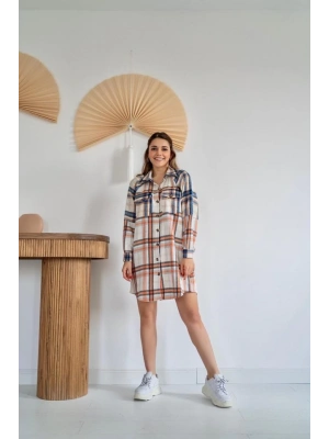 Oranj Oduncu Gömlek Elbise