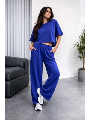 Osy odal Yumuşak Dokulu Şalaş Oversize İkili Takım Bol Paça Pantolonlu Rahat Günlük Takım  aks avisi