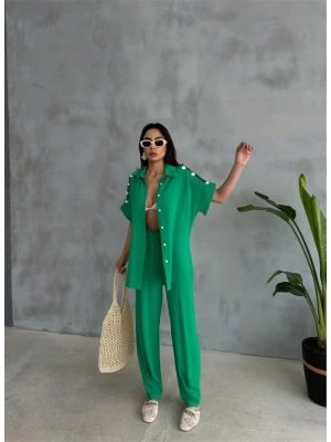 OUZ İDYE IRAI BUZ  PAÇA PENİ PANTOON TAKI  Yeşil