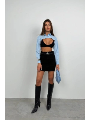 Oval Kesim Crop Gömlek