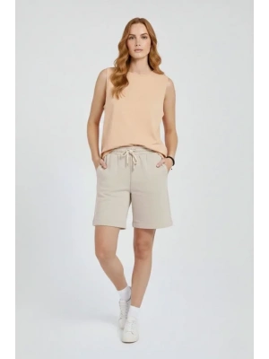 Oversize Atlet alaş Kalıp Bisiklet Yaka Basic Yazlık por Bluz  Bej