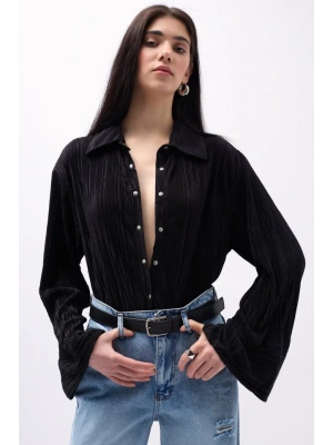 Oversize Dokulu Gömlek