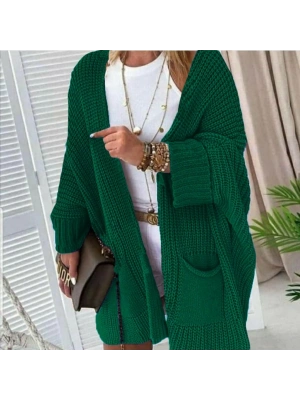 Oversize Kalıp Cepli Salaş Triko Hırka