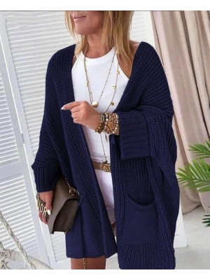 Oversize Kalıp Cepli Salaş Triko Hırka Laci