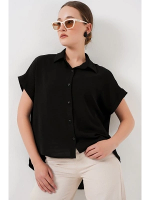 Oversize Kısa Kol Gömlek 20322  Siyah