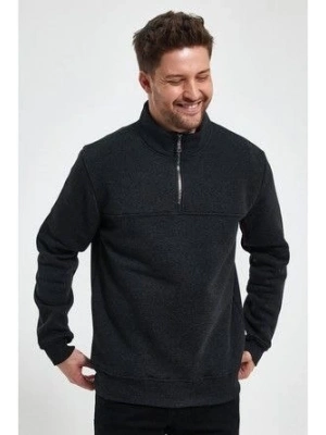 Oversize Yarım Farmuarlı Yakalı Basic weathirt  Antrasit