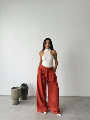 PALAZZO PANTOLON KUAŞ KEER DETAYLI  Kiremit