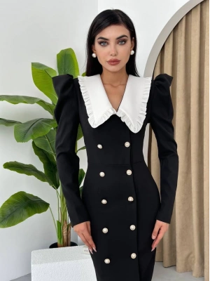 Palmas Geniş Yakalı Elbise