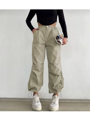 Paraşüt Kumaş Beli Lastikli PantalonTaş