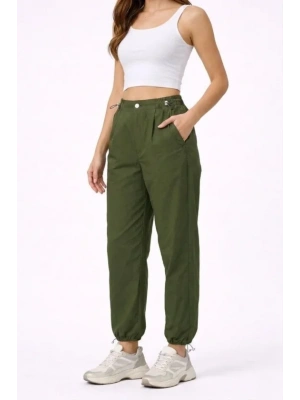 Paraşüt Kumaş Pantolon Bel Ve Paça Ayarlanabilir astikli por Pantolon  Haki