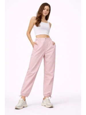 Paraşüt Kumaş Pantolon Bel Ve Paça Ayarlanabilir astikli por Pantolon  Toz Pembe