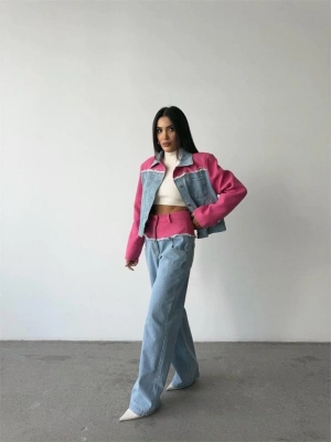 PARÇALI KOT CEKET  PANTOLON TAKI  Fuşya