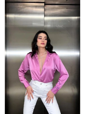 Pembe Saten Gömlek