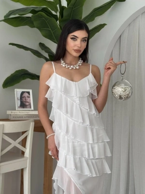 Ples Yırtmaç Detaylı Elbise