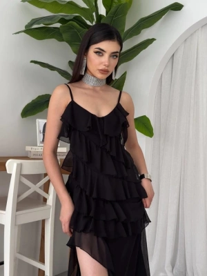 Ples Yırtmaç Detaylı Elbise