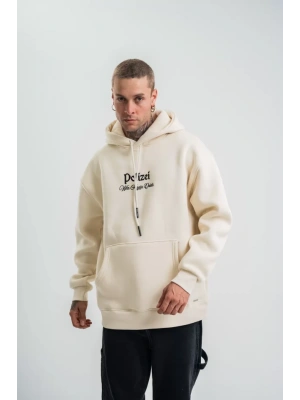 POIZEI Premium Kalite Kapşonlu Dijital Patchli SweatShirt  Krem