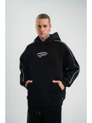 POIZEI Premium Kalite Unisex Kapşonlu Ara Biyeli weathirt  iyah