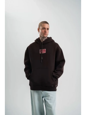 POIZEI Premium Kalite Unisex Kapşonlu Dijital Patchli SweatShirt  Kahve