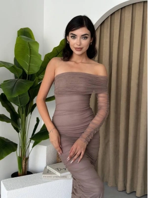 Polack Tek Omuz Tül Elbise