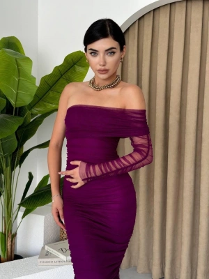 Polack Tek Omuz Tül Elbise