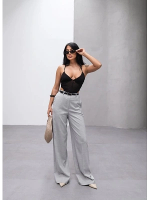 Poly Viscose Yüksek Bel Kemerli̇ Ve Dökümlü Palazzo Pantolon (Kemer Dahi̇l)