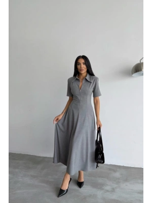 POLYVİKON ELBİE KIA KOL YAKA VE FERMUAR DETAYLI  Gri