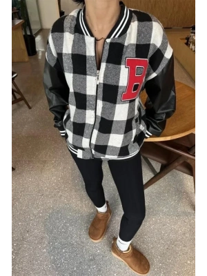 Pötikare Desen Harf Nakışlı Kolej Ceket  iyah