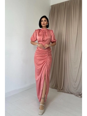 Pudra Büzgülü aten Elbise